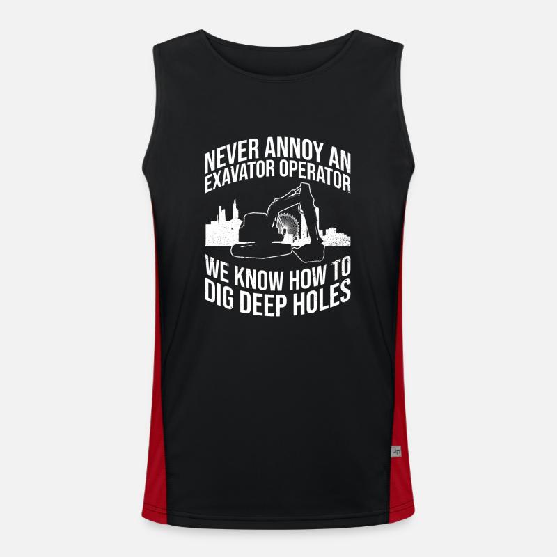 Bagger Baggern Baggerfahrer Bauarbeiter - Men's Functional Contrast Tank Top  - black/red