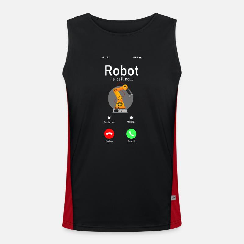 Robot Robotics Engineer Phone Funktionelles Kontrast-Tank Top für Männer 