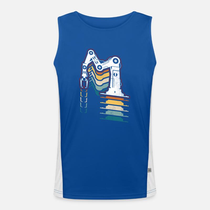 Robot Robotics Engineer Retro Funktionelles Kontrast-Tank Top für Männer 