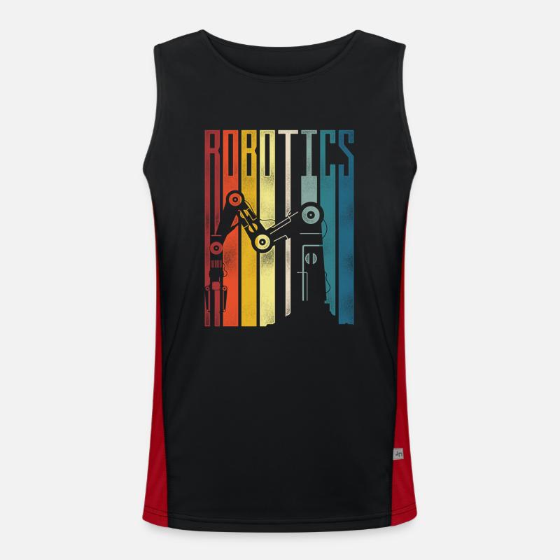 Robot Robotics Engineer Retro Funktionelles Kontrast-Tank Top für Männer 