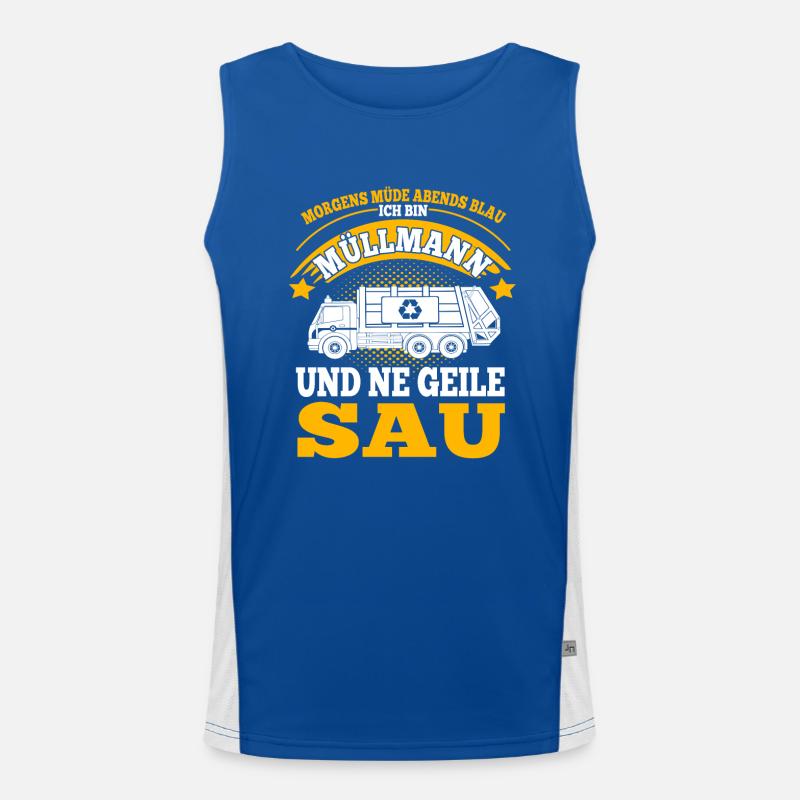 Müllmann ne geile Sau Müllabfuhrfahrer Geschenk Funktionelles Kontrast-Tank Top für Männer 
