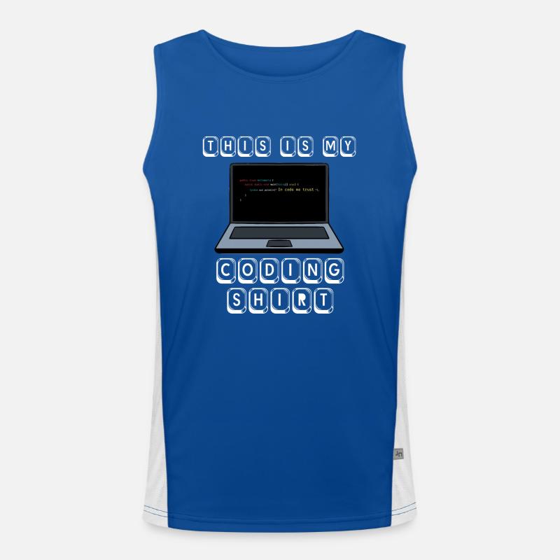 Computer Programmer Code Geek Cool Developer Pun Men's Functional Contrast Tank Top 