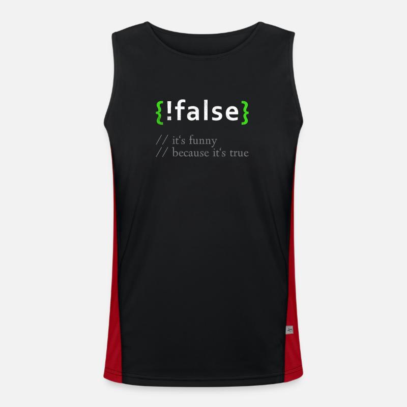 ! Falsch Lustig Programmierer Programmierer Computerentwickler - Funktionelles Kontrast-Tank Top für Männer - Schwarz/Rot