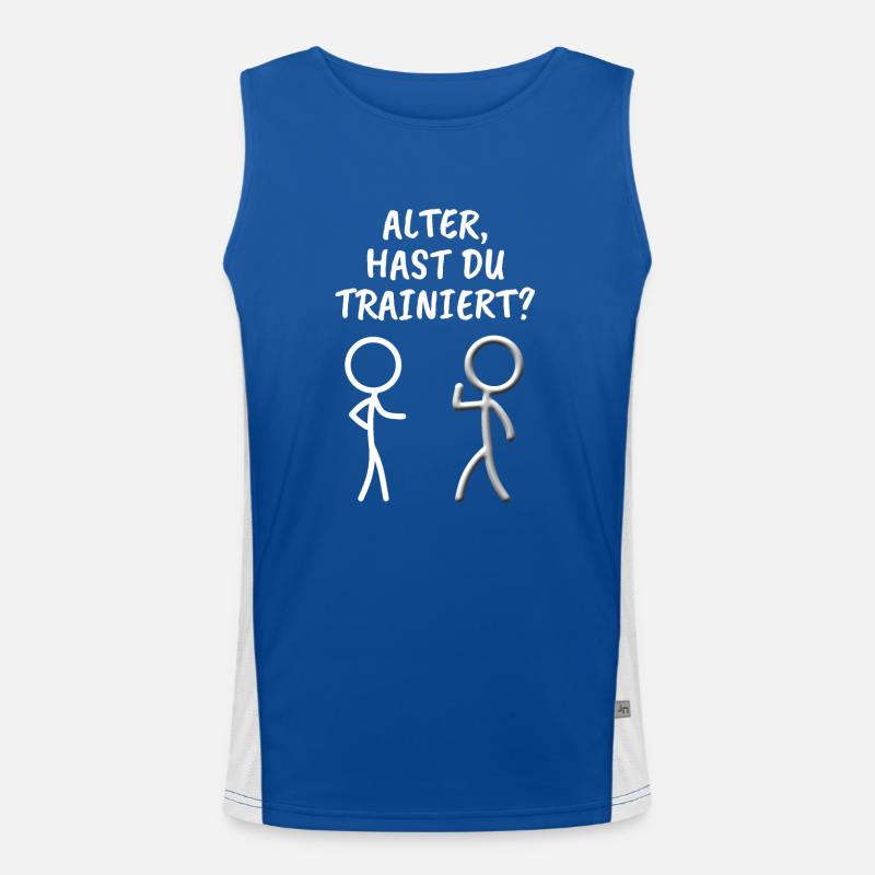 Strichmännchen - Spruch - Krafttraining - Ironie Funktionelles Kontrast-Tank Top für Männer 