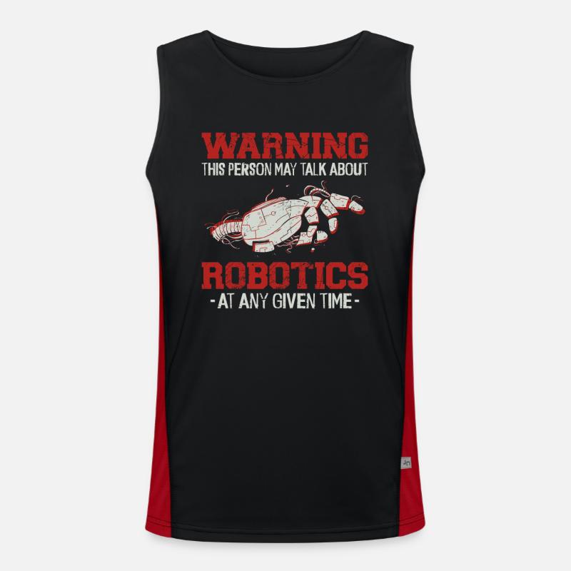 Robot Robotics Engineer Warning - Men's Functional Contrast Tank Top - black/red