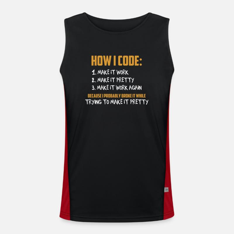 Programmer Coder Developer Programming Coding Pun Men's Functional Contrast Tank Top 
