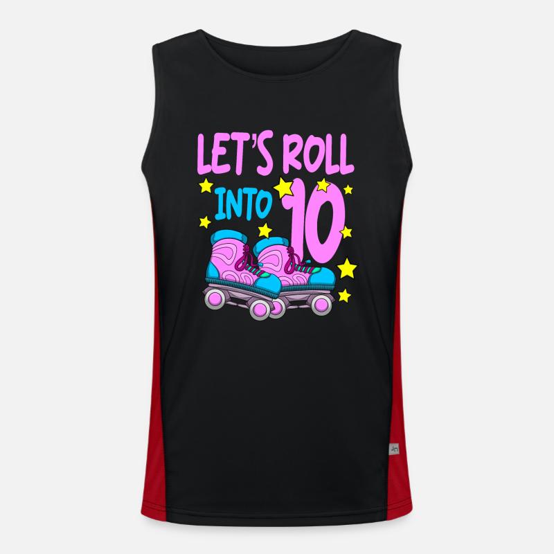Roller Skate Birthday 10th Birthday Roller Skating Men's Functional Contrast Tank Top 