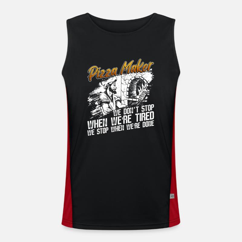 Pizza Pizzabäcker Pizzaolo Pizza Backen Funktionelles Kontrast-Tank Top für Männer 