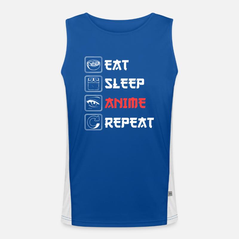 Eat Sleep Anime Repeat Funktionelles Kontrast-Tank Top für Männer 