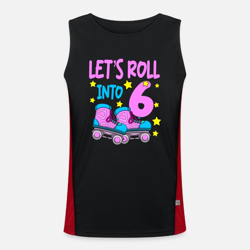 Roller Skate Birthday 6th Birthday Roller Skating Men's Functional Contrast Tank Top 