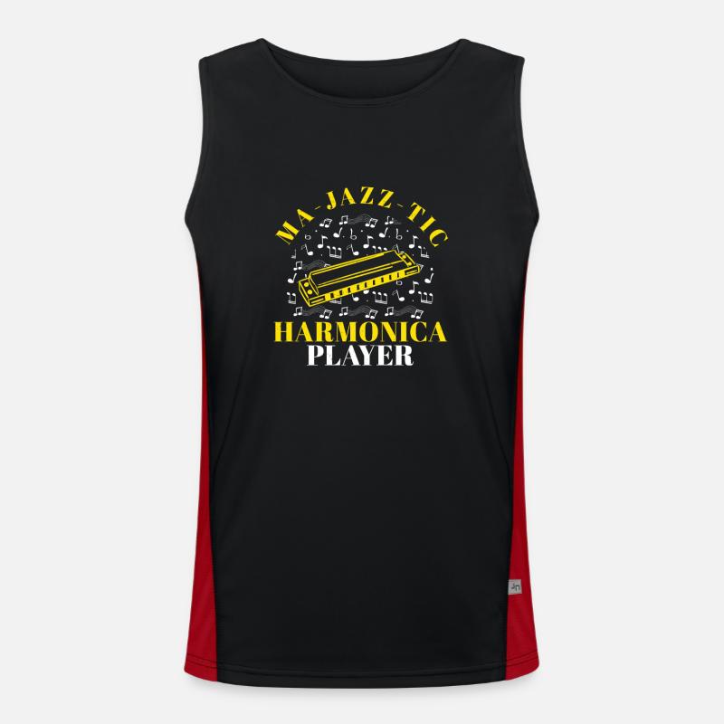 Harmonica Ma-Jazz-Tic harmonica player Men's Functional Contrast Tank Top 