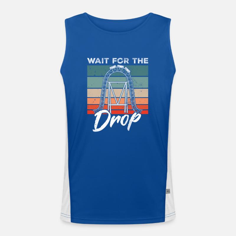 Vintage Roller Coaster Saying Wait For The Drop Men's Functional Contrast Tank Top 