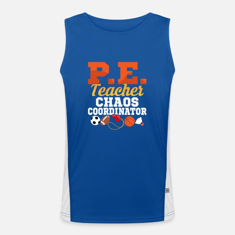 P.E. Teacher Chaos Coordinator Physical Education Men's Functional Contrast Tank Top 