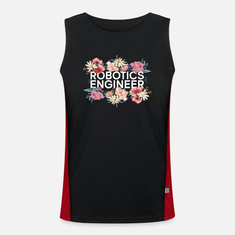 Robot Robotics Engineer Flower - Men's Functional Contrast Tank Top - black/red