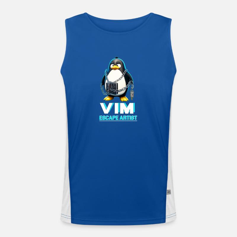 Funny for Linux Admins VIM Escape Artist Tux Funktionelles Kontrast-Tank Top für Männer 