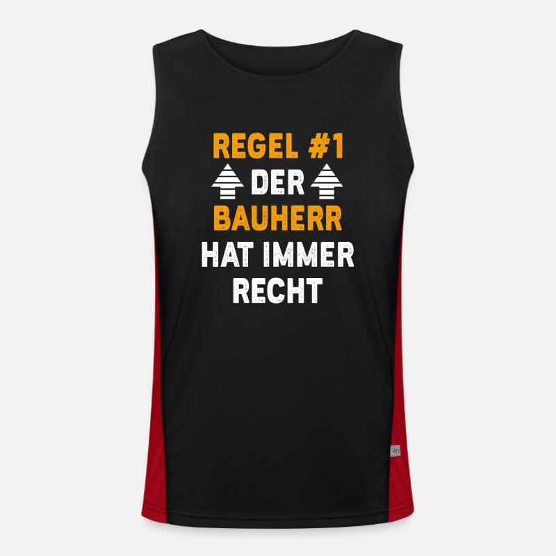 Bauherr Geschenk Geburtstag Spruch Funktionelles Kontrast-Tank Top für Männer 
