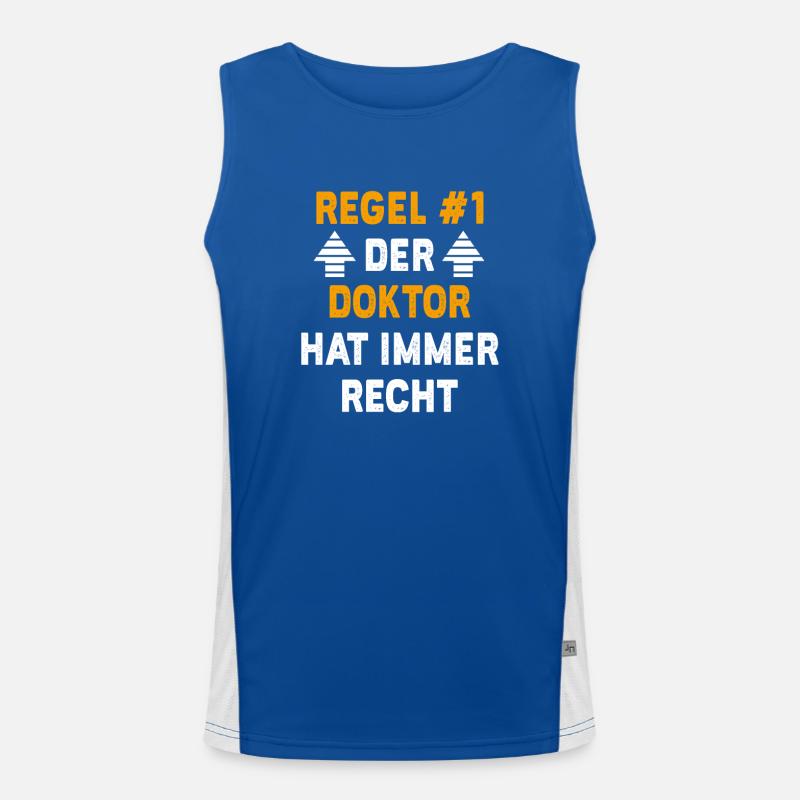 Doktor Geschenk Geburtstag Spruch Funktionelles Kontrast-Tank Top für Männer 