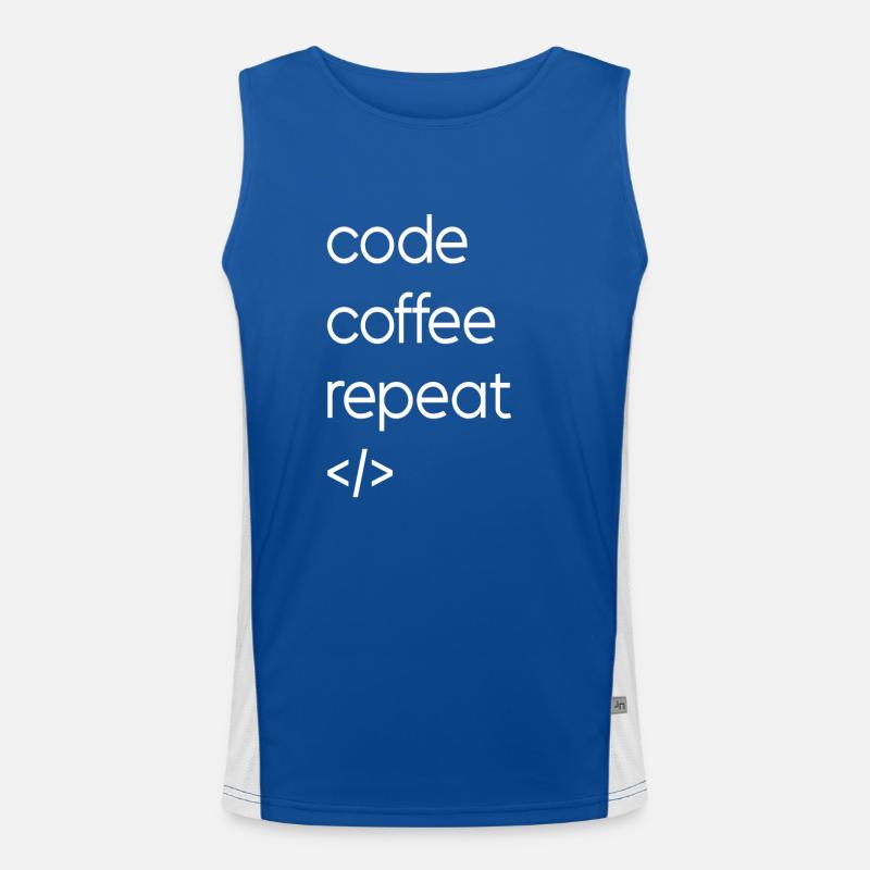 Code Kaffee Wiederholung Funktionelles Kontrast-Tank Top für Männer 