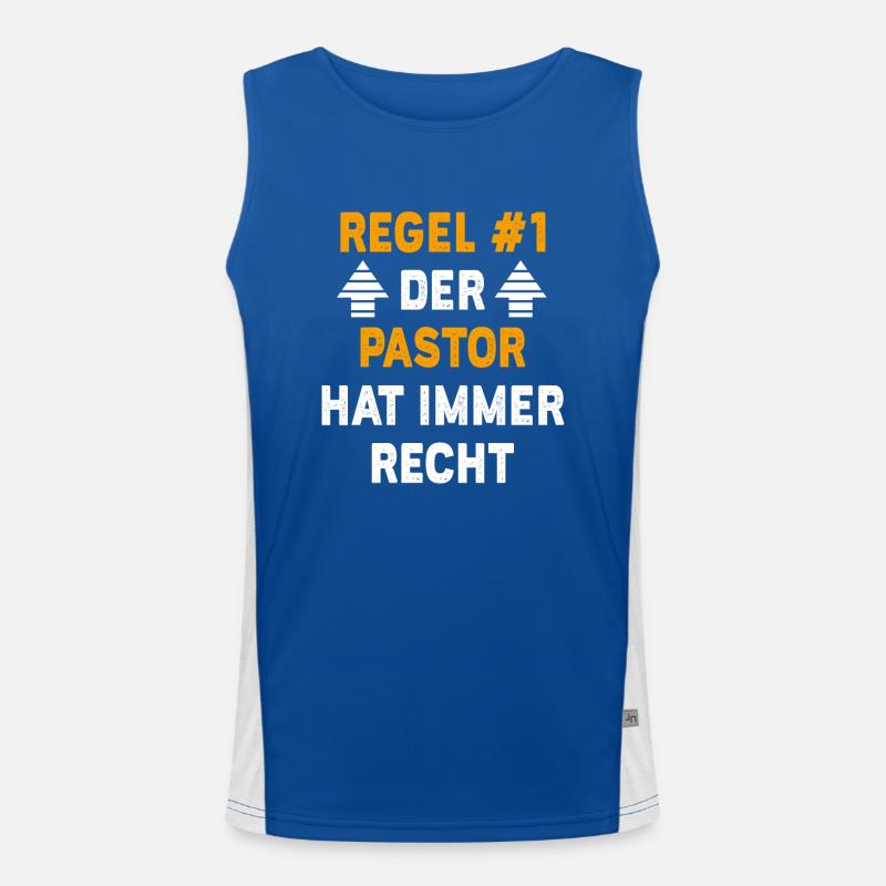 Pastor Geschenk Geburtstag Spruch Funktionelles Kontrast-Tank Top für Männer 