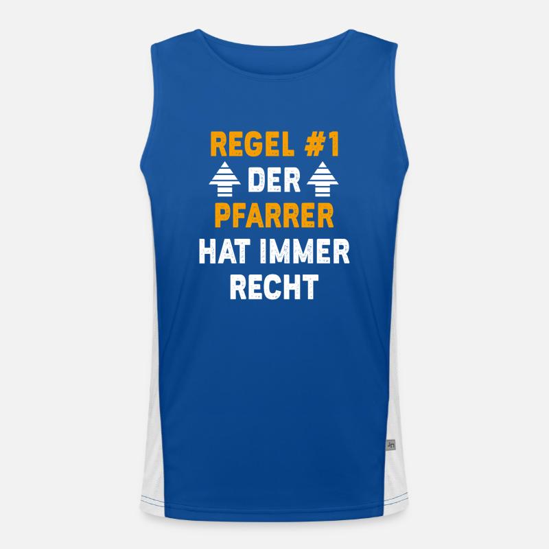 Pfarrer Geschenk Geburtstag Spruch Funktionelles Kontrast-Tank Top für Männer 