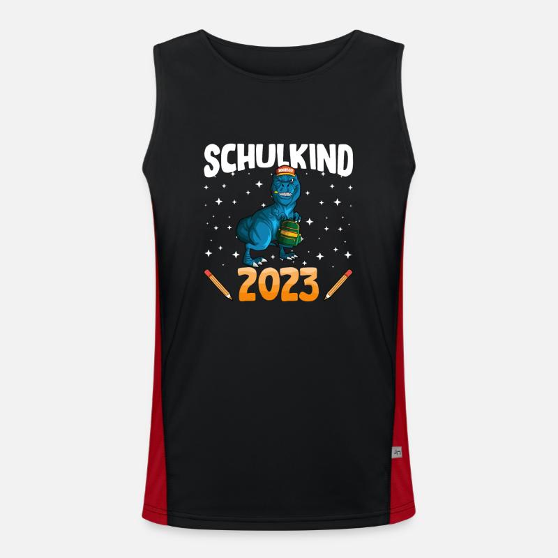 Schulkind 2023 1. Klasse Einschulung Dino Funktionelles Kontrast-Tank Top für Männer 