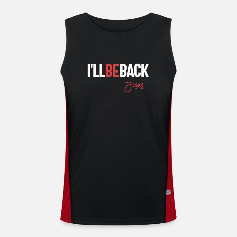 I'll Be Back Jesus - Christian Religious Men's Functional Contrast Tank Top 