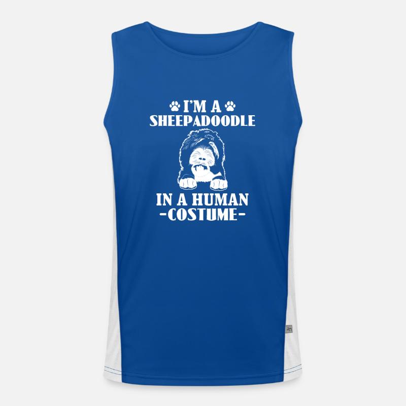 Sheepadoodle Doodle Hund Funktionelles Kontrast-Tank Top für Männer 