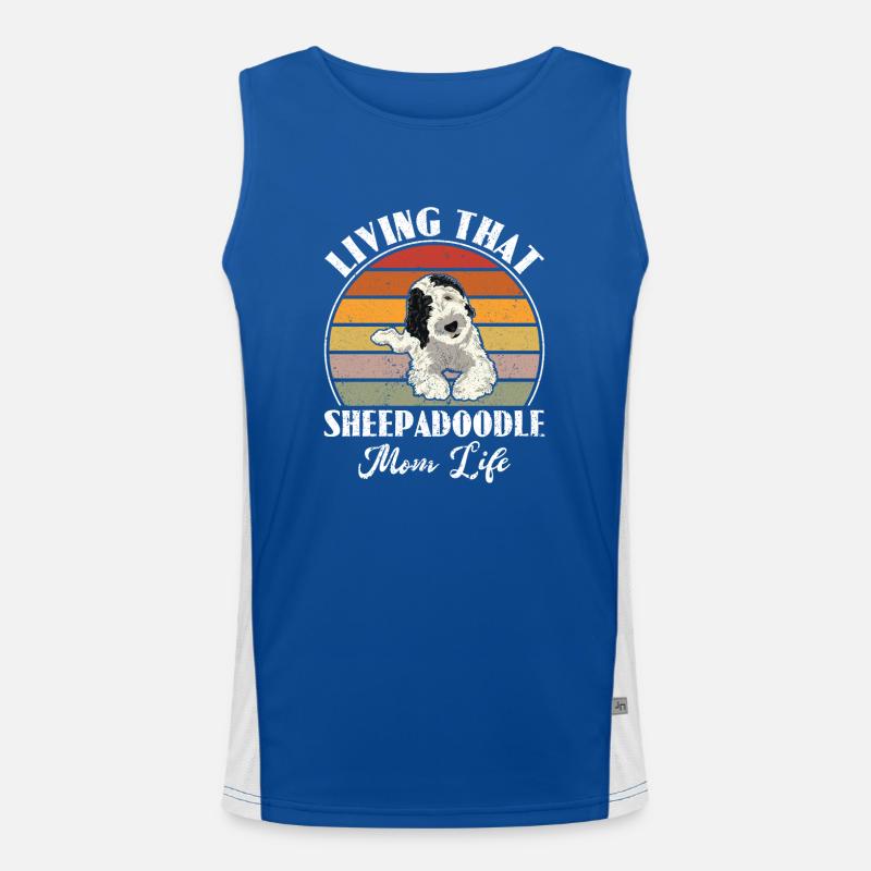 Sheepadoodle Doodle Hund Funktionelles Kontrast-Tank Top für Männer 