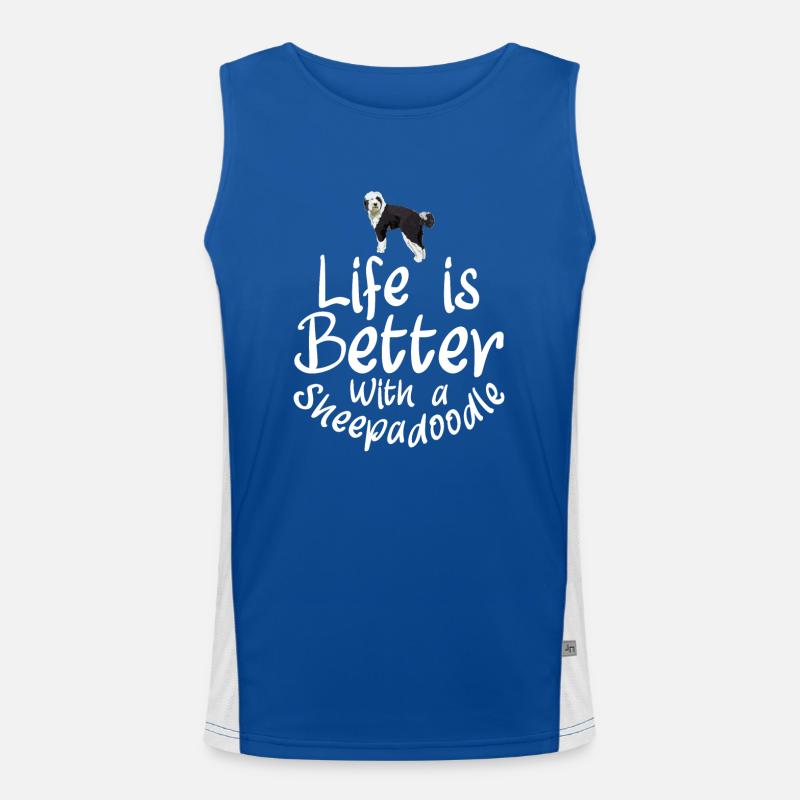 Sheepadoodle Doodle Hund Funktionelles Kontrast-Tank Top für Männer 