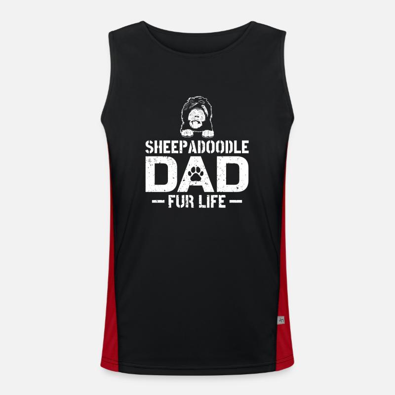 Sheepadoodle Doodle Dog - Men's Functional Contrast Tank Top  - black/red