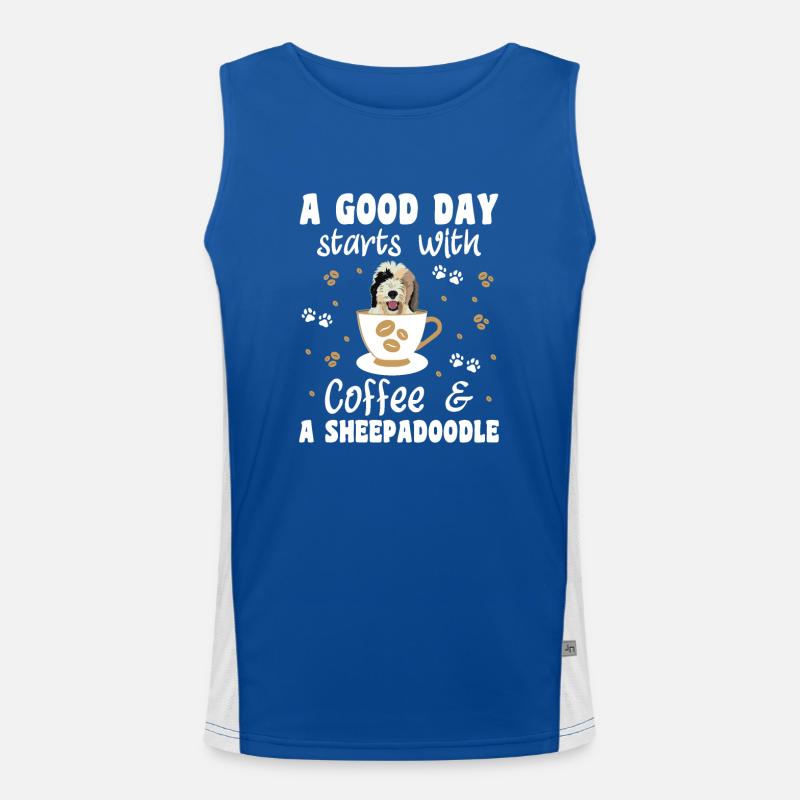 Sheepadoodle Doodle Hund Funktionelles Kontrast-Tank Top für Männer 