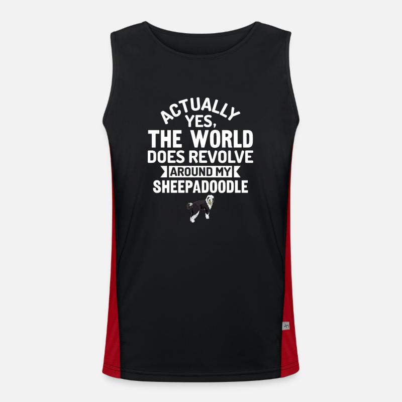 Sheepadoodle Doodle Dog - Men's Functional Contrast Tank Top - black/red