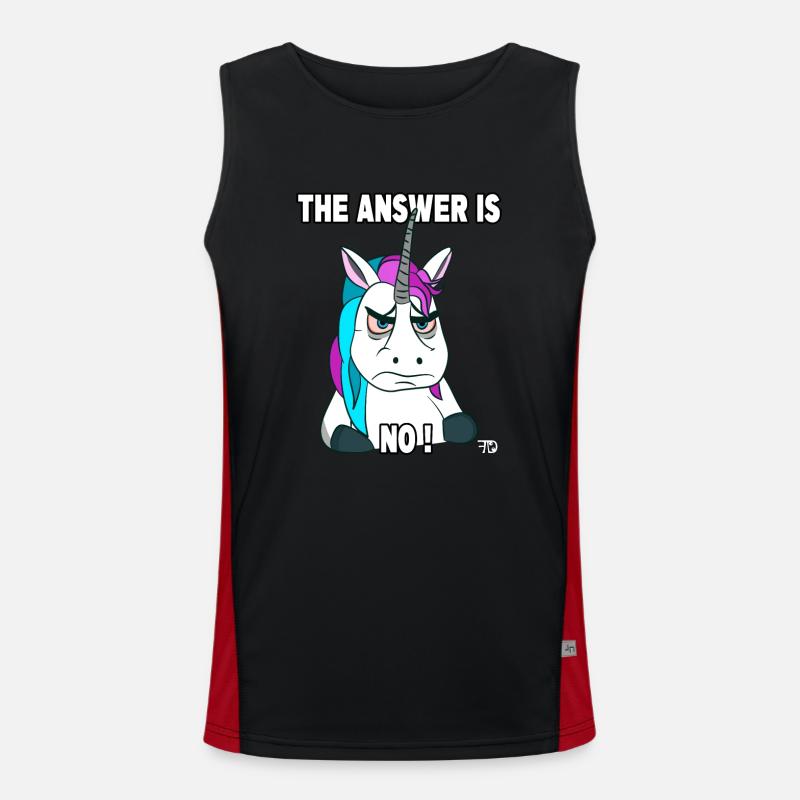 the answer is no, lustiges Einhorn Funktionelles Kontrast-Tank Top für Männer 