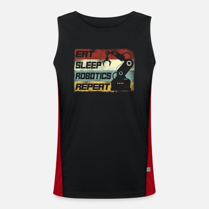 Robot Robotics Engineer Retro Funktionelles Kontrast-Tank Top für Männer 