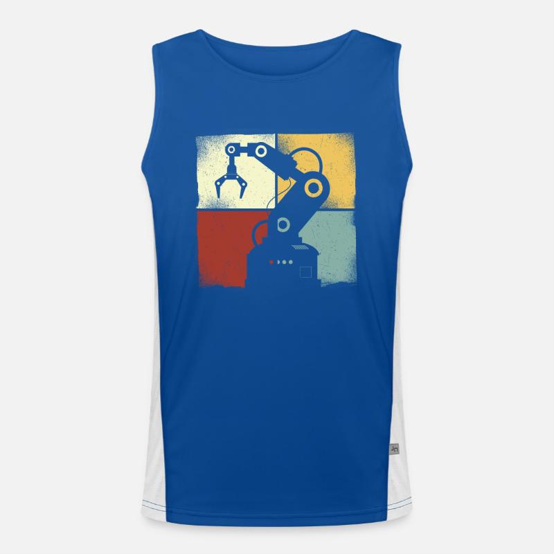 Robot Robotics Engineer Retro Funktionelles Kontrast-Tank Top für Männer 