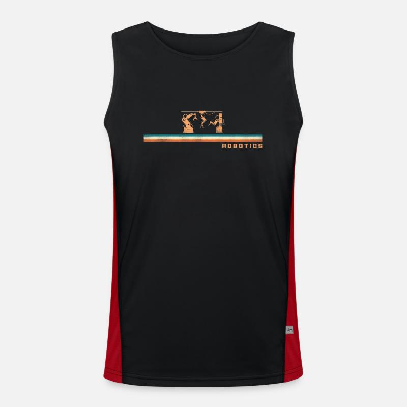 Robot Robotics Engineer Retro - Men's Functional Contrast Tank Top  - black/red