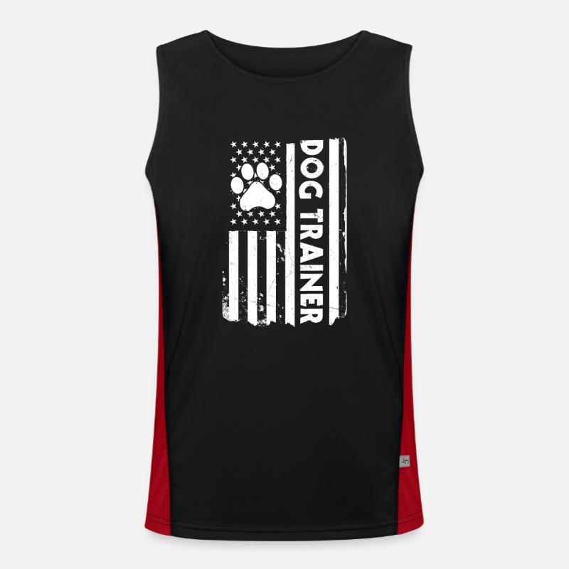 Dresseur de chiens avec drapeau des États-Unis Débardeur respirant contrasté Homme 