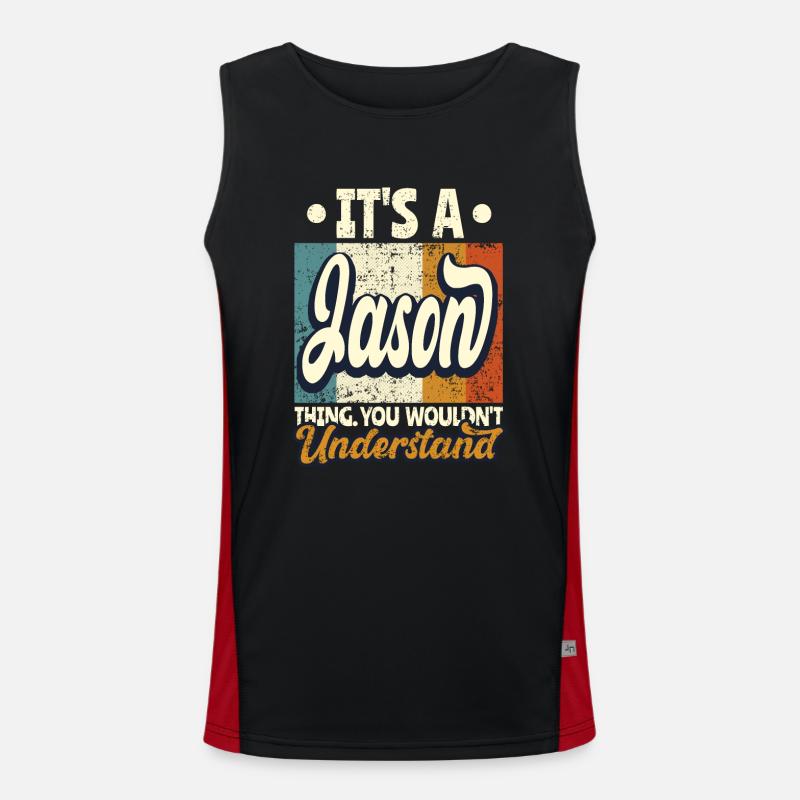 Name Jason Geschenk Geburtstag Spruch Funktionelles Kontrast-Tank Top für Männer 