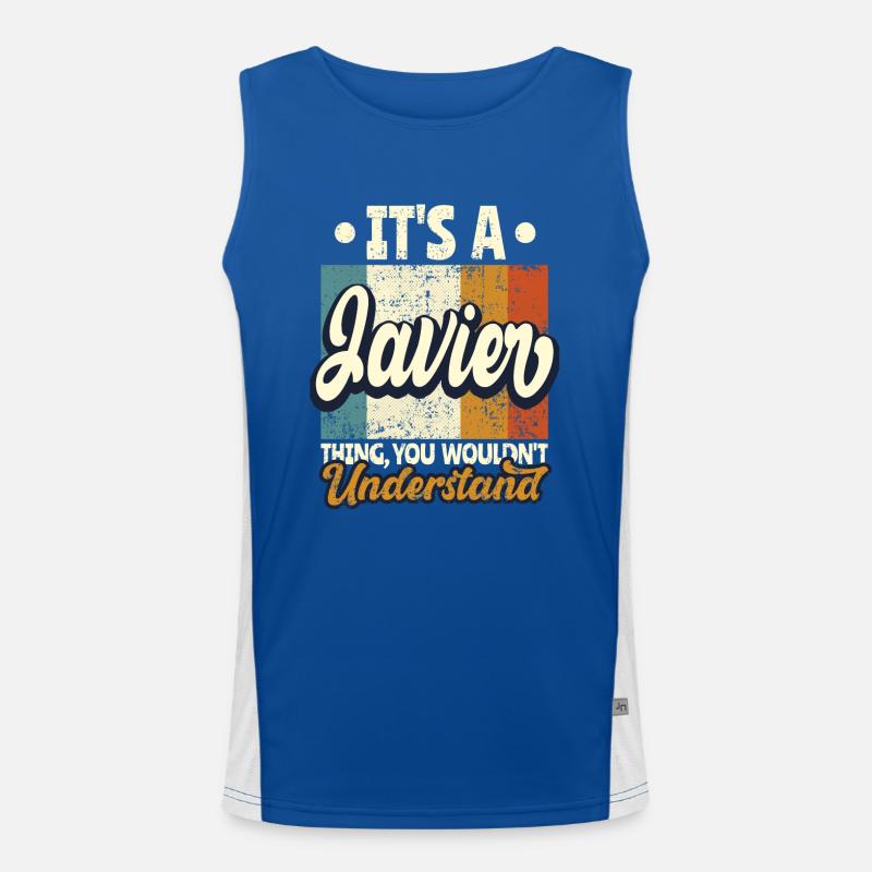 Name Javier Geschenk Geburtstag Spruch Funktionelles Kontrast-Tank Top für Männer 