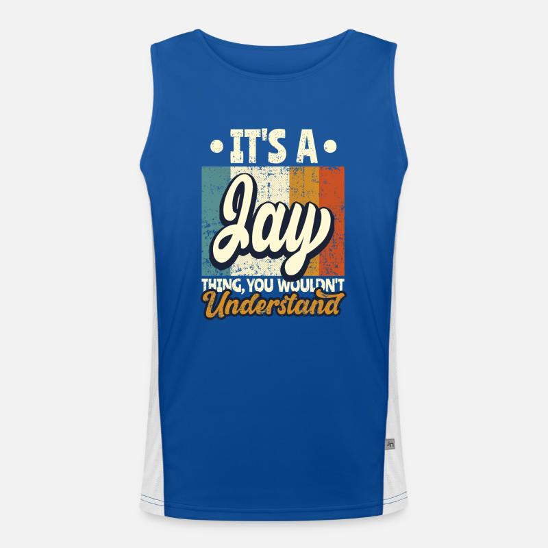 Name Jay Geschenk Geburtstag Spruch Funktionelles Kontrast-Tank Top für Männer 