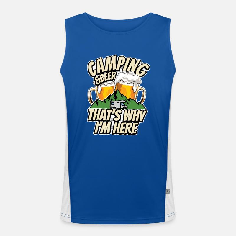Camping & Bier - darum bin ich hier - Camper Funktionelles Kontrast-Tank Top für Männer 