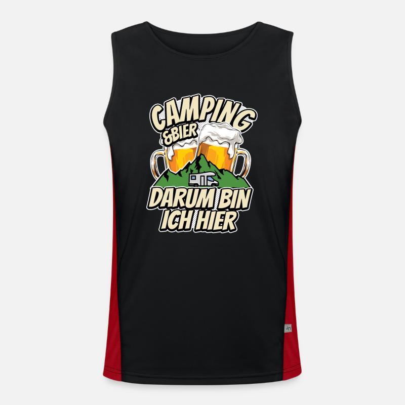 Camping & Bier - darum bin ich hier - Camper Funktionelles Kontrast-Tank Top für Männer 