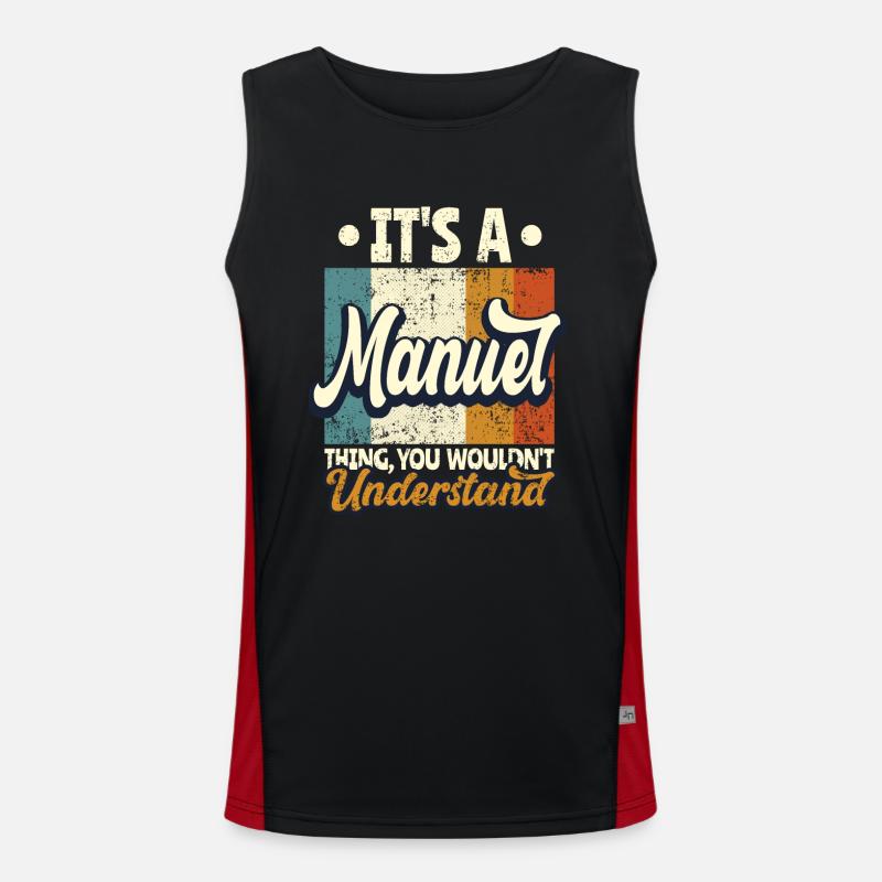 Name Manuel Geschenk Geburtstag Spruch Funktionelles Kontrast-Tank Top für Männer 