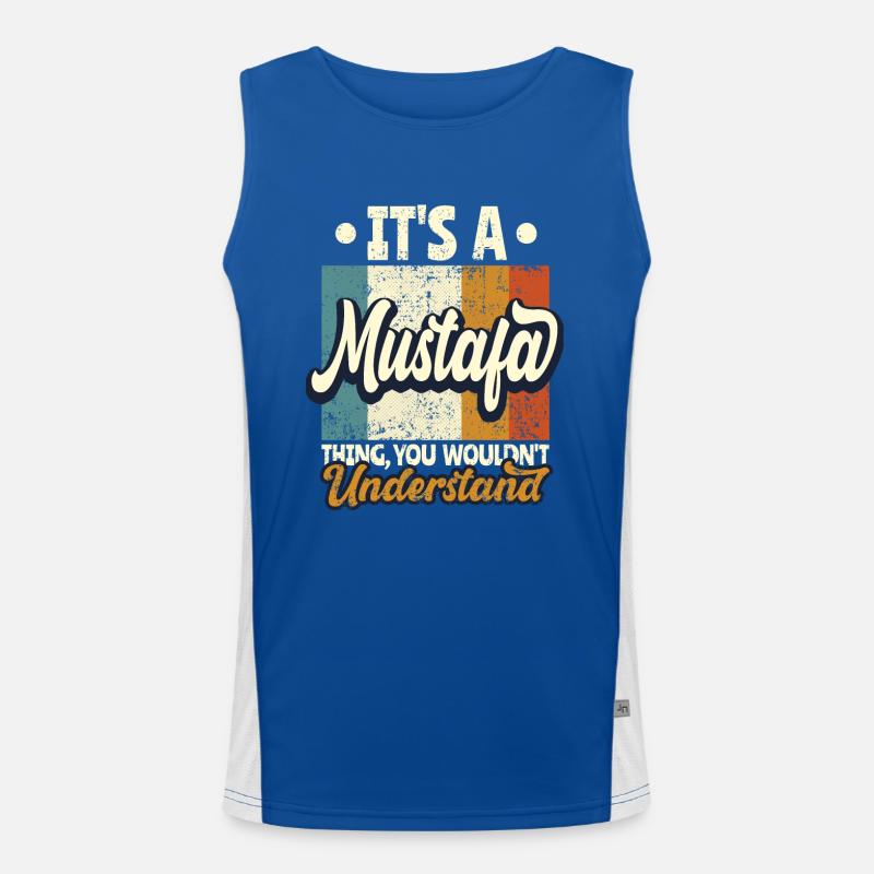 Name Mustafa Geschenk Geburtstag Spruch Funktionelles Kontrast-Tank Top für Männer 