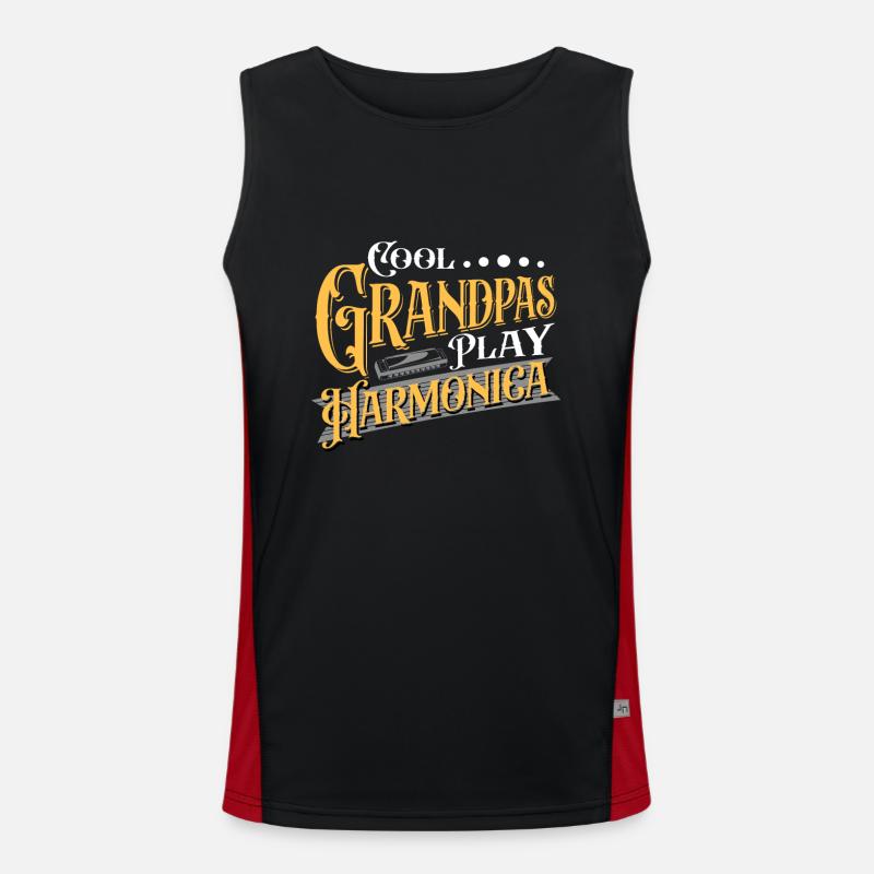 Cool Grandpas Play Harmonica Player Harmonicist Funktionelles Kontrast-Tank Top für Männer 