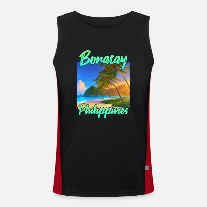 Coucher de soleil Boracay Débardeur respirant contrasté Homme 