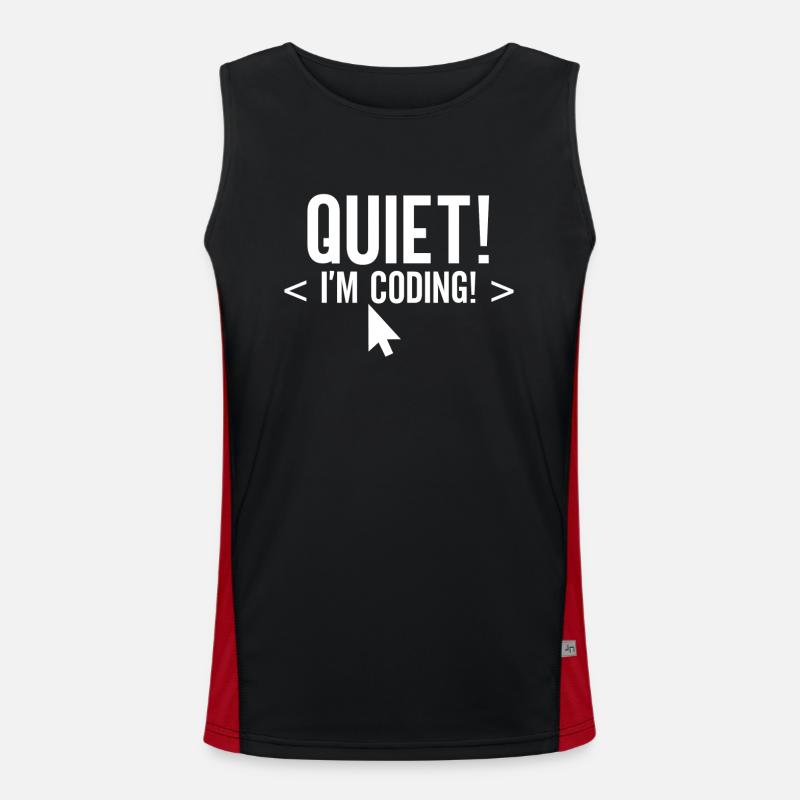 Leise Ich Programmiere Coding Programmieren Coder Funktionelles Kontrast-Tank Top für Männer 