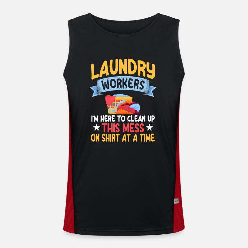 Funny Laundry Worker Gift Men's Functional Contrast Tank Top 