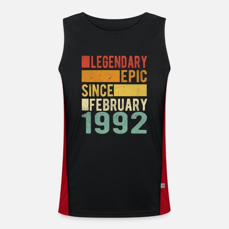 Geburtstag Februar 1992 Legendär Episch Funktionelles Kontrast-Tank Top für Männer 