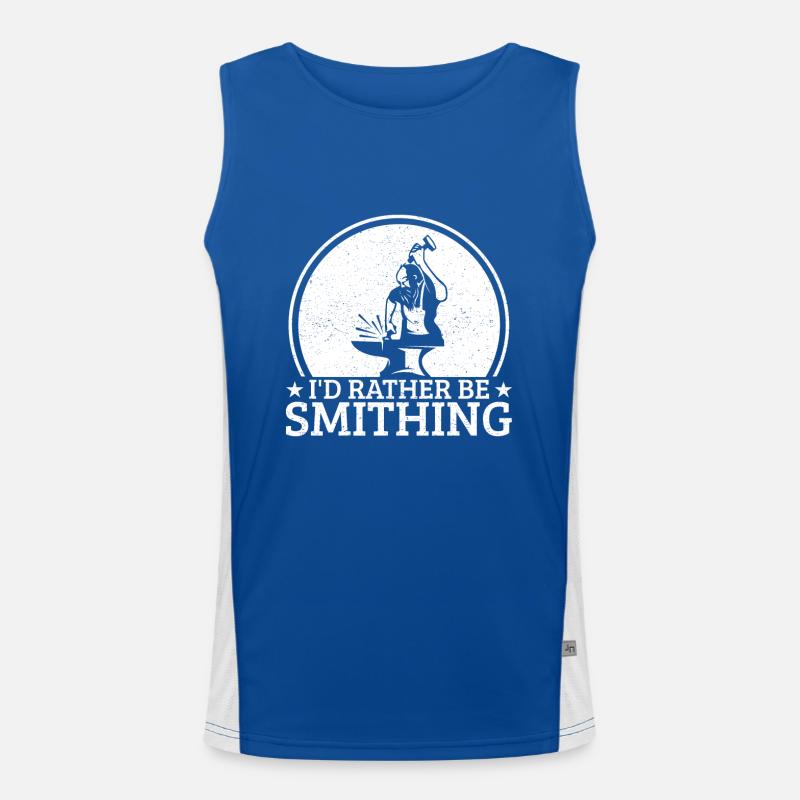 Blacksmithing Id Rather Be Smithing Gift Idea Men's Functional Contrast Tank Top 